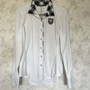 Noel Asmar Equestrian Noir Showshirt Black and White Buffalo Plaid Size M